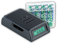 tka 4-fach Mini-Akku-Ladegerät "LG-110XS" mit 4 AA-NiMH-Akkus; Akku-Ladegeräte, Ladegerät 
