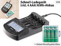 tka Köbele Akkutechnik Hochleistungs-Schnell-Ladegerät mit Display und 4 NiMH-Akkus Typ AAA