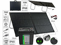 tka Köbele Akkutechnik Solarstrom-Set: LiFePO4-Akku mit 100-W-Solarpanel, 768 Wh, 12 V DC, PD; LiFePO4-Akkus mit BMS LiFePO4-Akkus mit BMS 