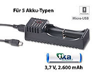 tka Köbele Akkutechnik 2in1-USB-Reise-Akkuladegerät mit Powerbank-Funktion & Akku, 2.600 mAh