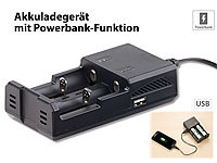 tka Köbele Akkutechnik 2in1-Akkuladegerät mit Powerbank-Funktion, 2 Ladeschächte, lädt Li-Ion