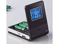 tka Köbele Akkutechnik 2in1 Tisch-LCD-Uhr "Global Charger" mit Akku-Ladegerät (AA/AAA)