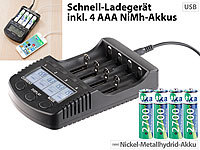 tka Köbele Akkutechnik Hochleistungs-Schnell-Ladegerät mit Display und 4 NiMH-Akkus Typ AA