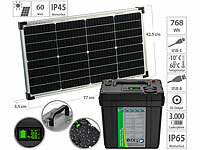 tka Köbele Akkutechnik LiFePO4-Akku mit 60-Watt-Solarpanel, 12 V, 60 Ah / 768 Wh, DC + USB; LiFePO4-Akkus mit BMS 