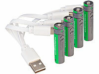 ; Alkaline-Batterien Micro (AAA), Li-Ion-Akkus Typ AA, mit USB-LadefunktionLi-Ion-Akkus Typ 18650 