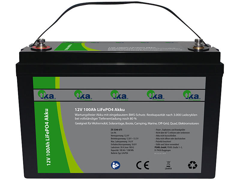 tka Köbele Akkutechnik LiFePO4-Akku, 12 V, 100 Ah/1.280 Wh, BMS,  Versandrückläufer