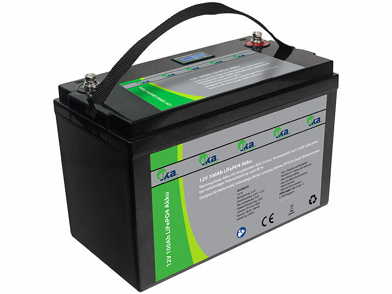 tka Köbele Akkutechnik LiFePO4-Akku mit 12 V, 100 Ah / 1.280 Wh, BMS,  LCD-Display, App