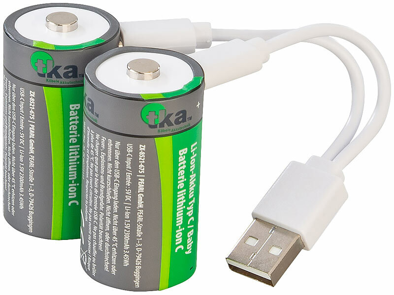 ; Li-Ion-Akkus Typ AA, mit USB-Ladefunktion, Li-Ion-Akkus Typ 18650Li-Ion-Akkus Typ AAA, mit USB-Ladefunktion 