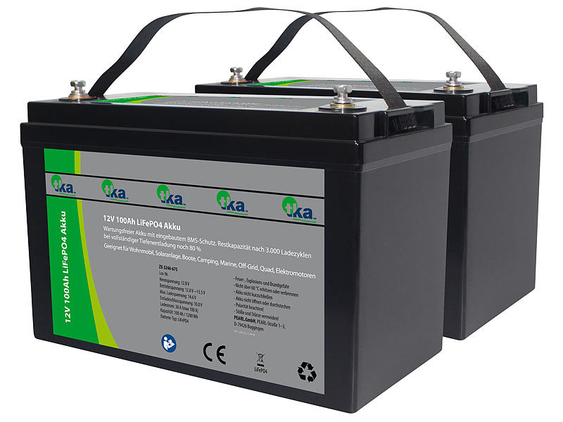 ; LiFePO4-Akkus mit BMS, Bluetooth und App 